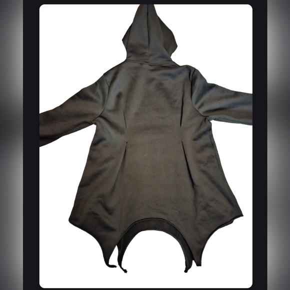 Black Hoodie Sweater Dress Tapered with Garter Connections - Picture 7 of 10